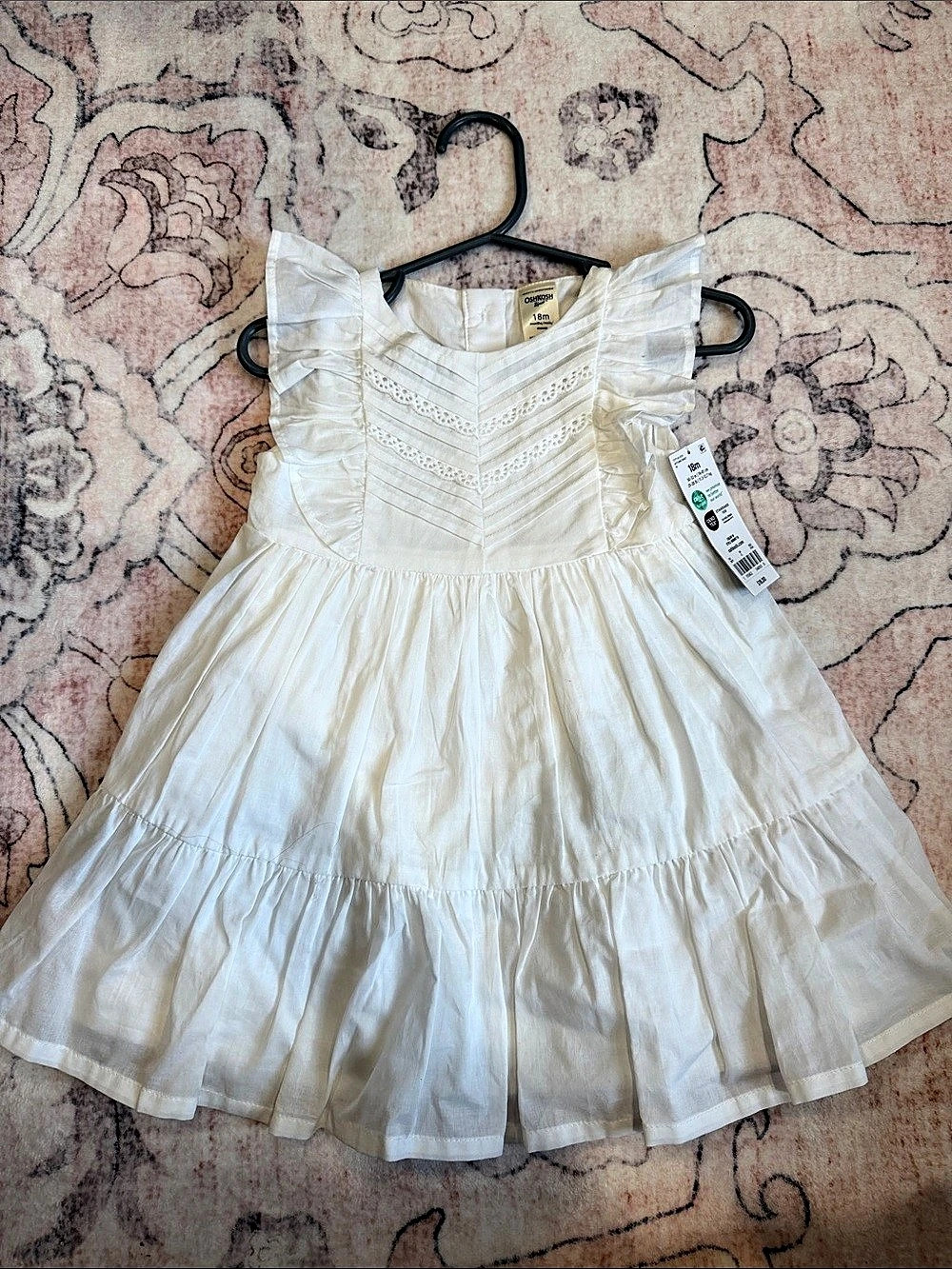 OshKosh B'gosh Baby Girls White Cotton Dress 18M NWT